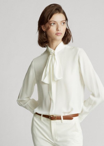 Women's Polo Ralph Lauren Georgette Tie-Neck Shirts | 682413ZRV